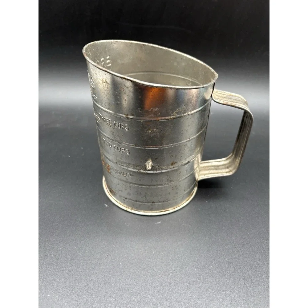 Bromwell's #39 Measuring-Sifter Flour 3-Cup Crank Hand Tool 1950s-70s Vtg‎